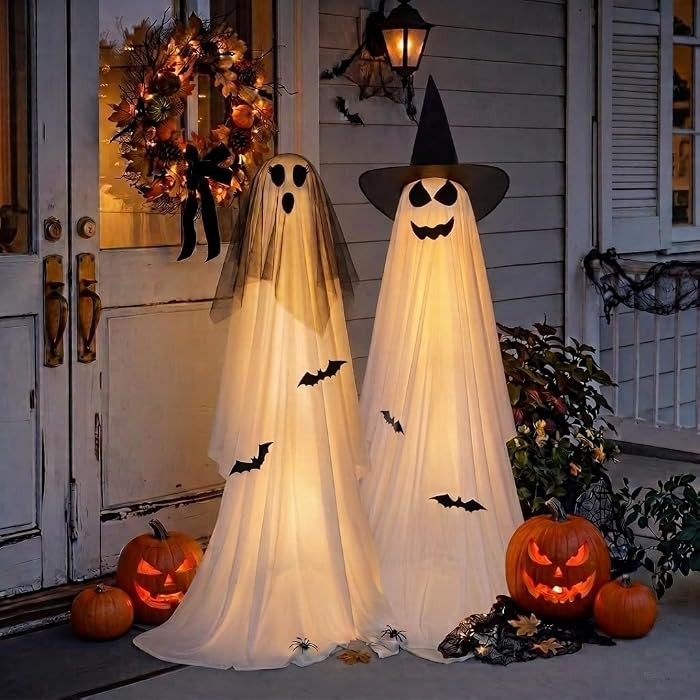 Minetom 2 Pack 5 FT Halloween Ghost Decorations Light Up Ghosts Outdoor | Amazon (US)