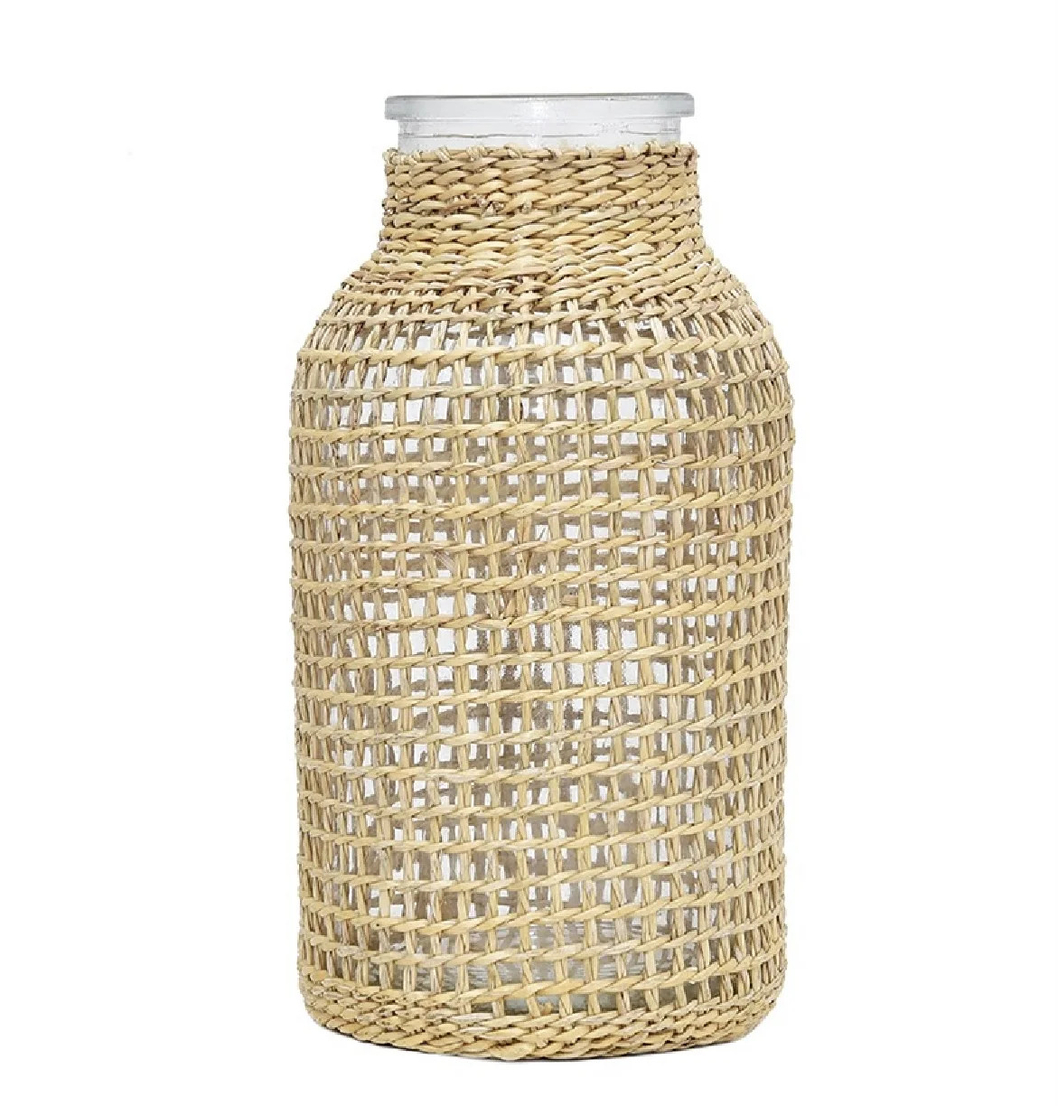 PreZervers | Glass Flower vase with Rattan | Glass Vase with Woven Straw Decor | Roped Straw on G... | Walmart (US)