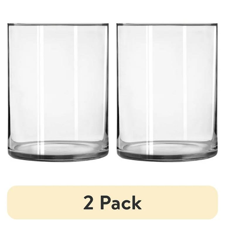 (2 pack) Libbey Wide Glass Cylinder Floral Vase, 8" Tall and 6" Wide | Walmart (US)