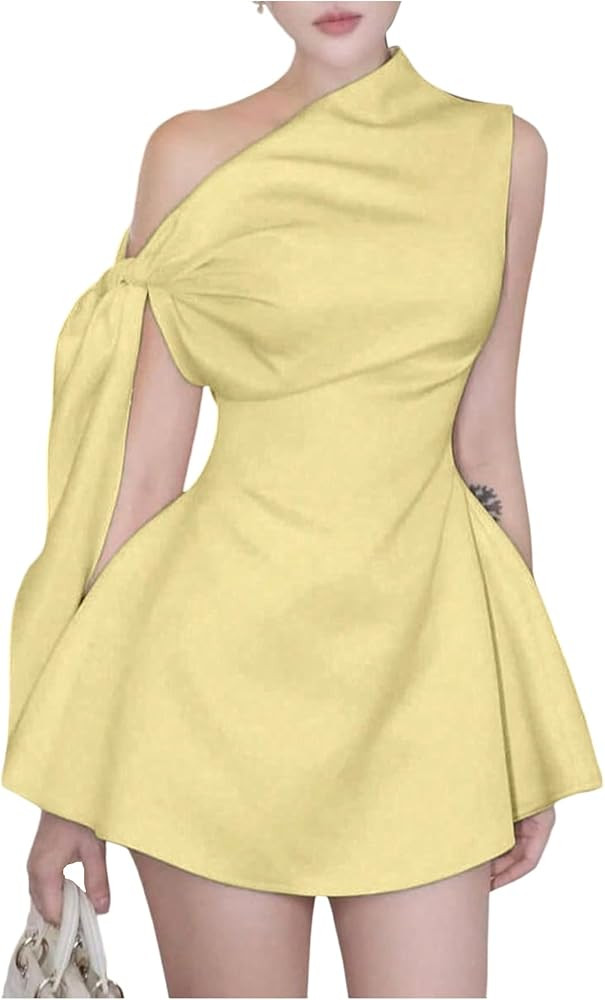 SOLY HUX Women's Mini Dress Off The Shoulder Sleeveless Tie Shoulder A Line Flared Party Dresses | Amazon (US)