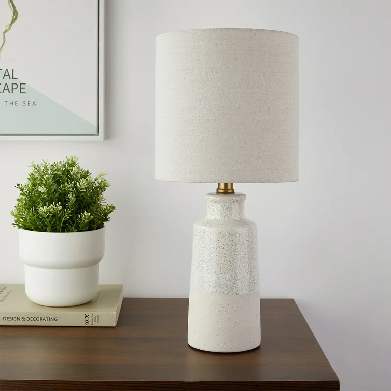 Better Homes & Gardens 17" Reactive Glaze Ceramic Table Lamp with Off-White Shade | Walmart (US)