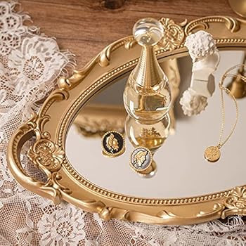 Sooyee Decorative Tray,Bathroom Tray Vanity Tray Decor, Gold Tray Mirror Tray for Dessert Table,Coff | Amazon (US)