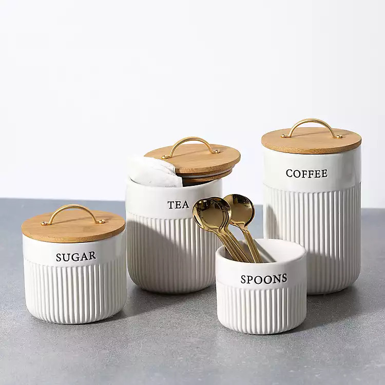 Tea Ribbed Ceramic Canister | Kirklands
