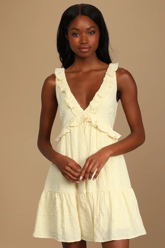 Bring the Sunshine Light Yellow Ruffled Mini Dress | Lulus (US)