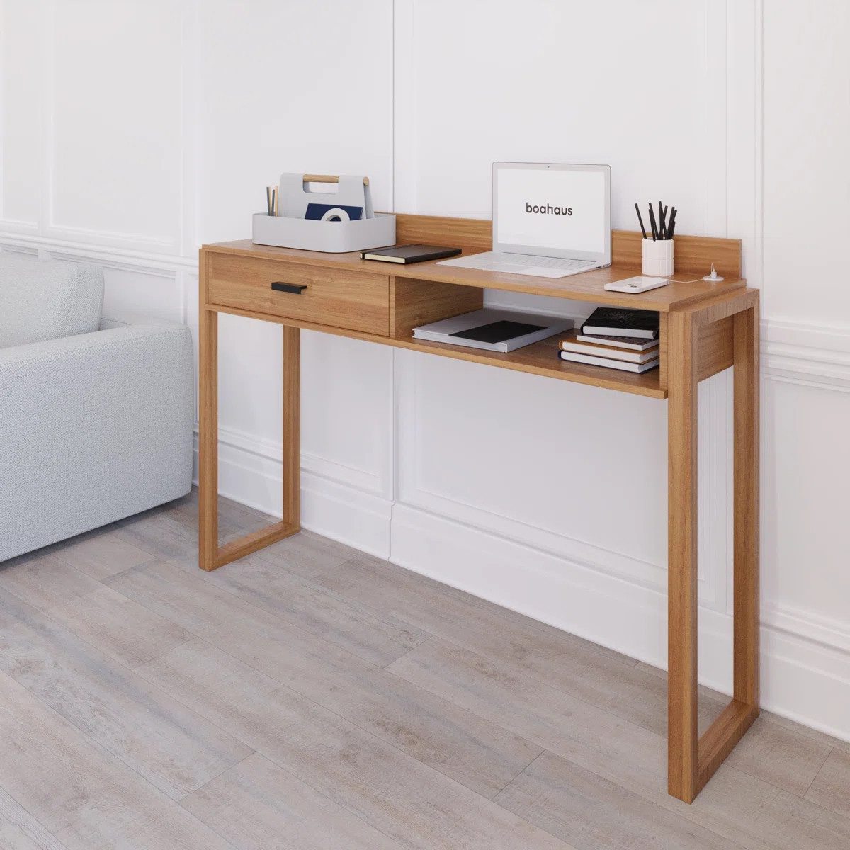 Boahaus LLC Boahaus Tokyo Computer Desk With Charging Station, Drawer & Shelf – Modern Scandina... | Wayfair North America