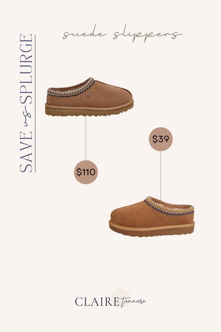 Save vs splurge✨ suede fleece lined slippers - UGG and Amazon! Looks for less, ugg lookalikes, amazon fall fashion, fall staples, ugg Tasman slippers, ugg slippers, amazon slippers

#LTKshoecrush #LTKstyletip #LTKSeasonal