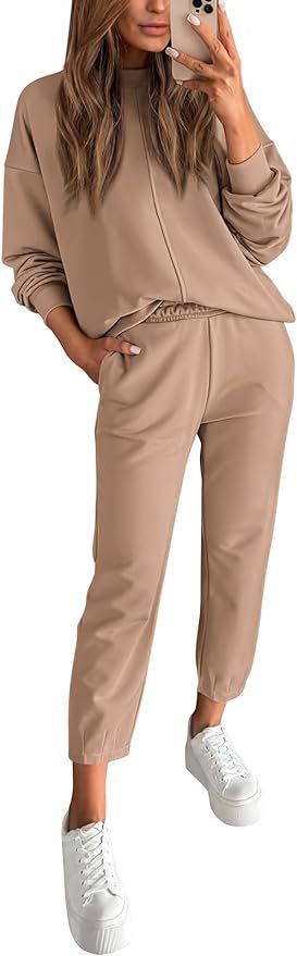 NALANISA 2023 Fall Women's 2 Piece Outfits Tracksuit Winter Long Sleeve Pullover Tops Jogger Pant... | Amazon (US)
