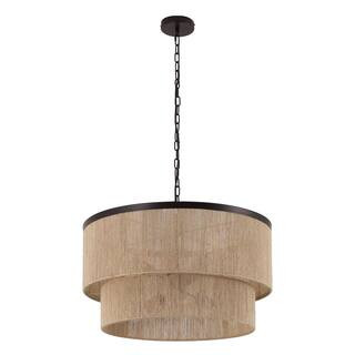 MLiAN 23.8 in. 6-Light Oil Rubbed Bronze Hand Woven Rope Drum Chandelier FX-0036-DK - The Home De... | The Home Depot