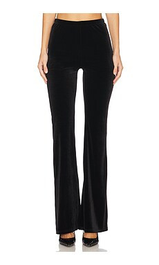 Good American Velvet Flare Pant in Black001 from Revolve.com | Revolve Clothing (Global)