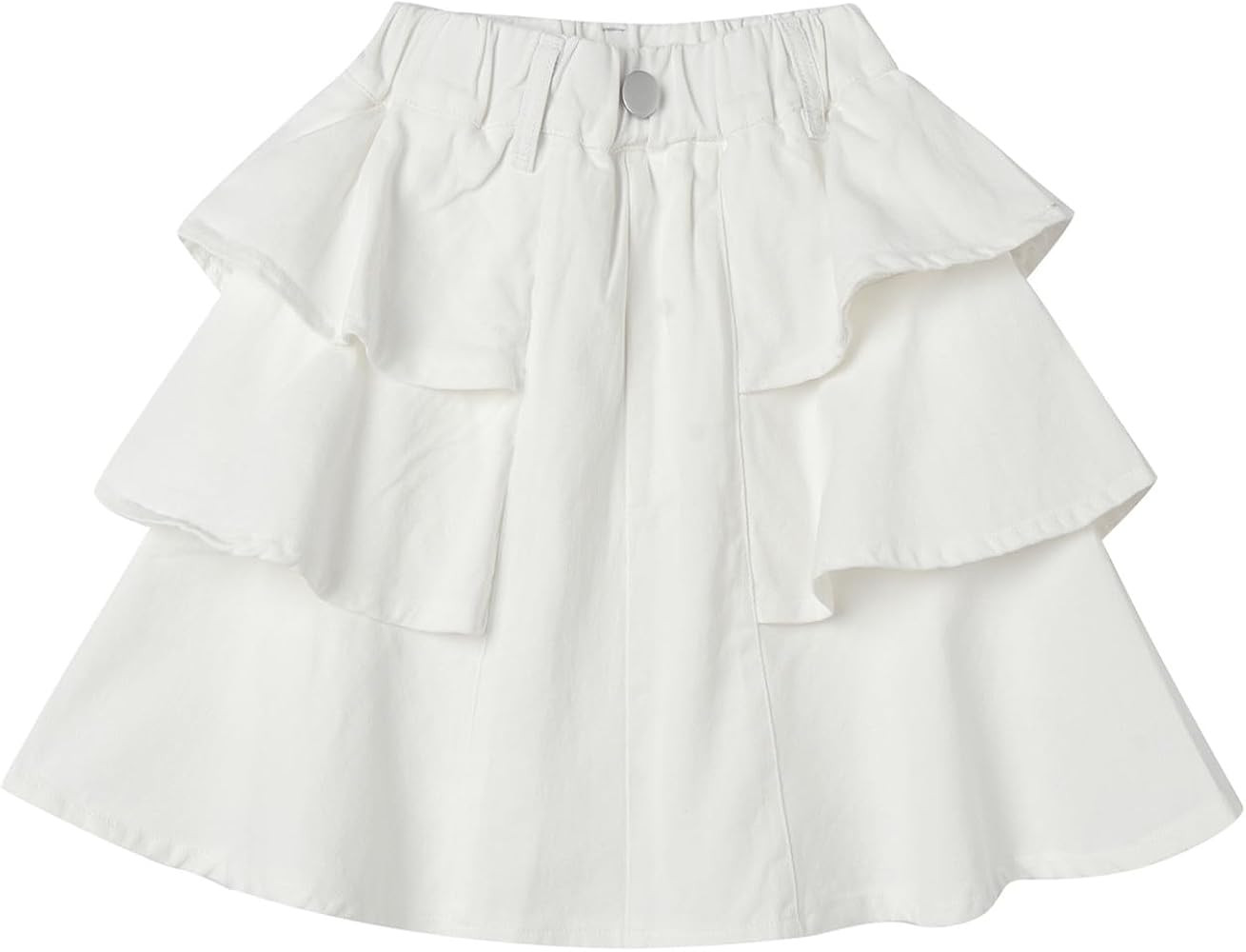 Mud Kingdom Girls Layered Jean Skirt Pull On Elastic Waist Demin Pleated Ruffle Skorts Casual | Amazon (US)