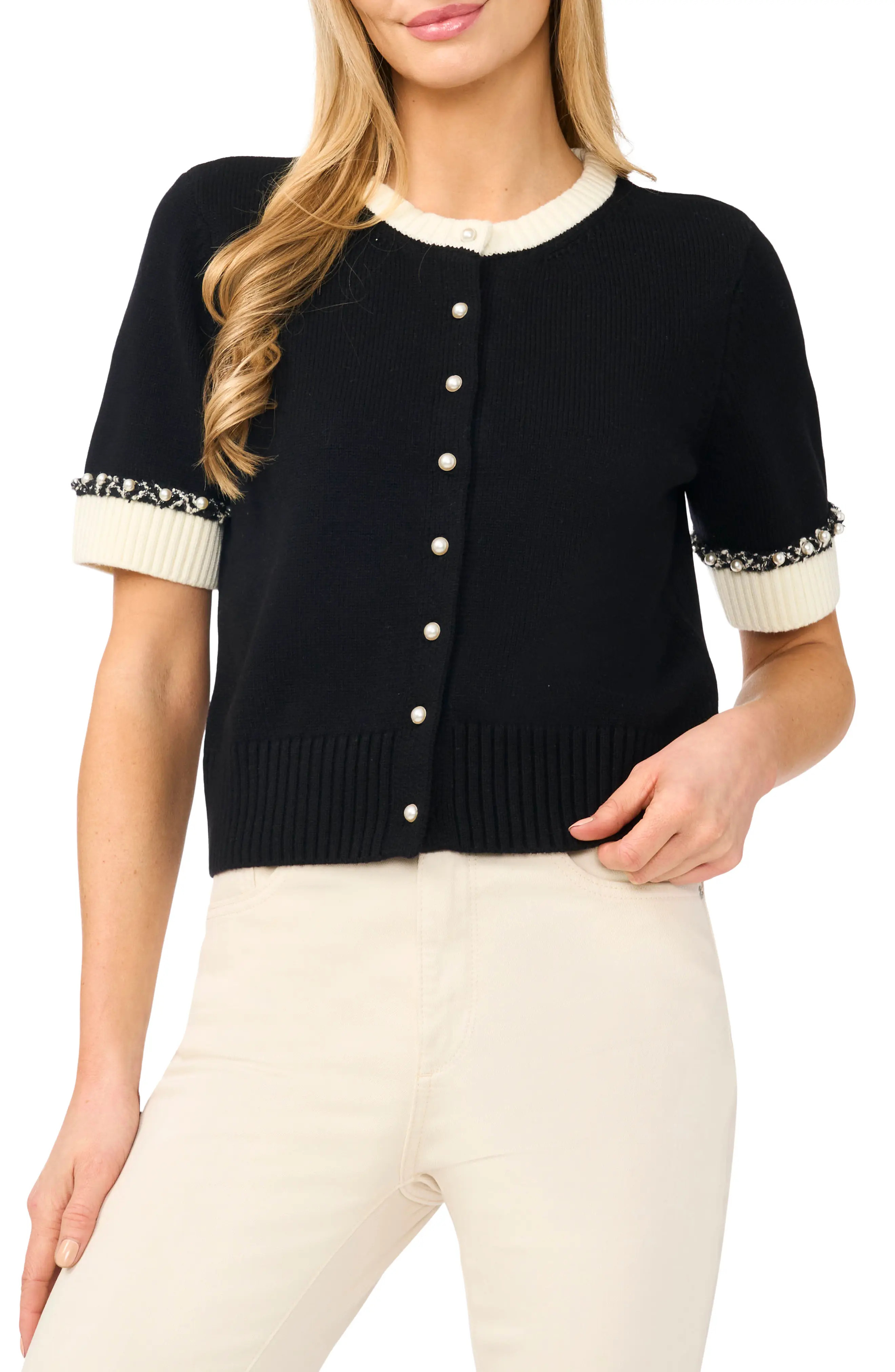 Short Sleeve Crewneck Cardigan | Nordstrom
