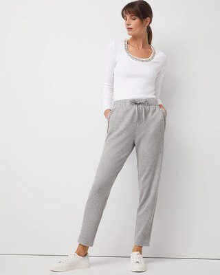 Women's Embellished Satin Trim Jogger in Studio Gray size Large | White House Black Market | White House Black Market