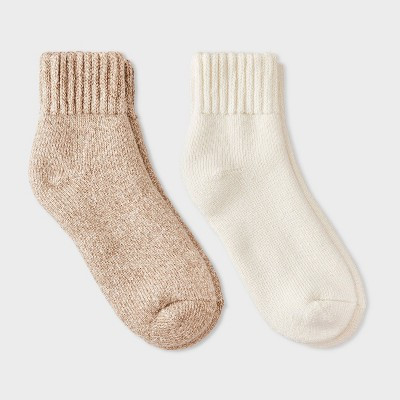Women's Full Terry with Chunky Ribbed Cuff Cloud Soft Lounge 2pk Ankle Socks - Auden™ 4-10 | Target