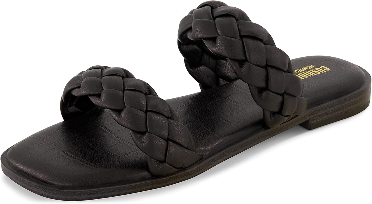 CUSHIONAIRE Women's Vicki braided slide sandal +Memory Foam, Wide Widths Available | Amazon (US)