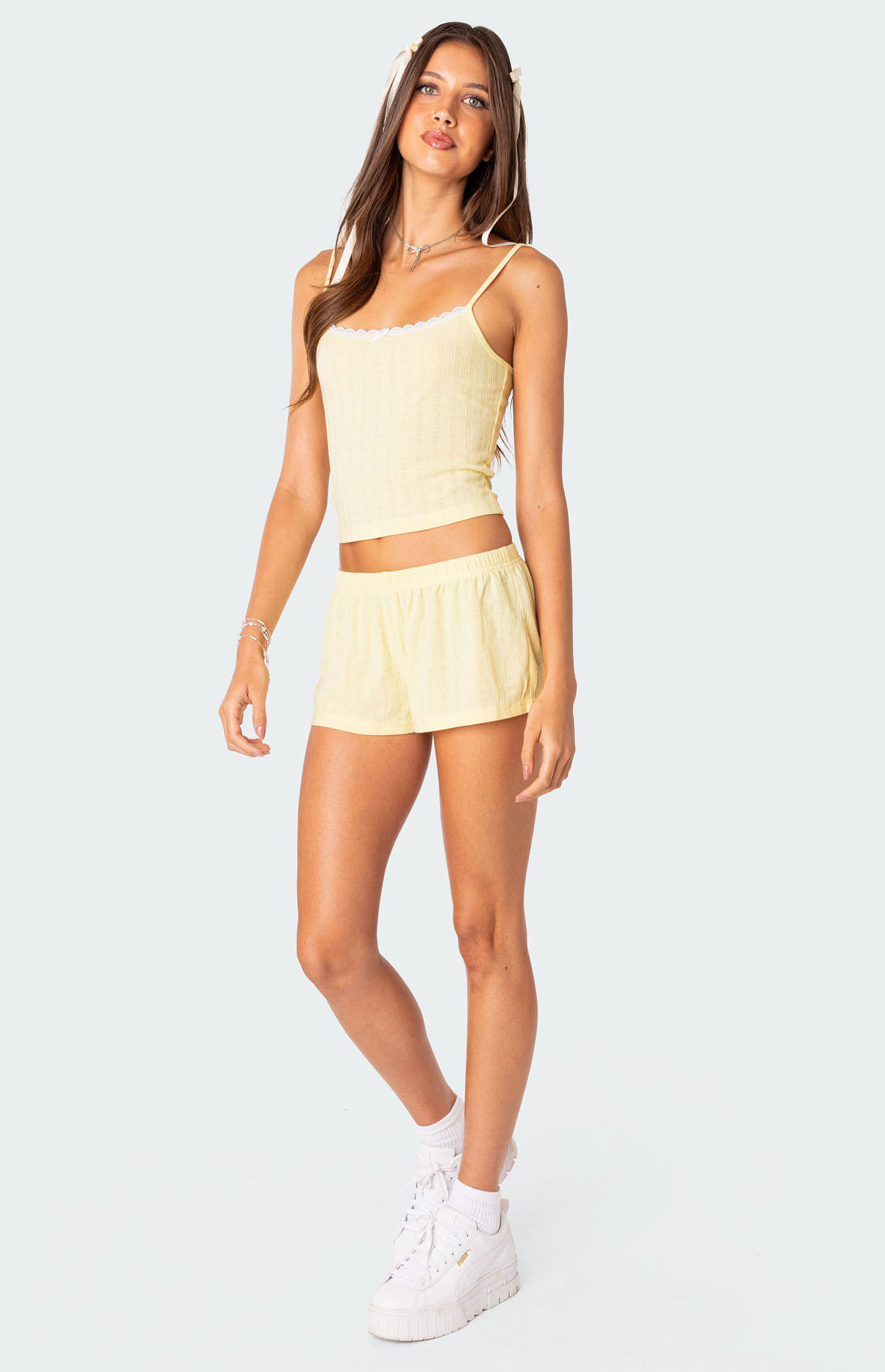 Edikted Irene Low Rise Pointelle Micro Shorts | PacSun
