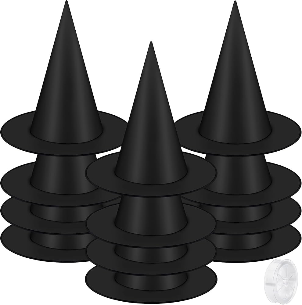 12 PCS Halloween Witch Hats, Black Hanging Witch Hat, Witch Costume Accessories Witches Hats with... | Amazon (US)
