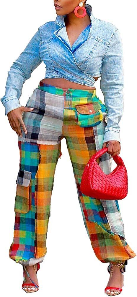 DINGANG Women's Casual Cargo Baggy Pants High Waist Straight Wide Leg Pants with Multi Pockets | Amazon (US)