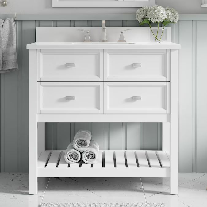 allen + roth Canterbury 36-in White Undermount Single Sink Bathroom Vanity with White Engineered ... | Lowe's