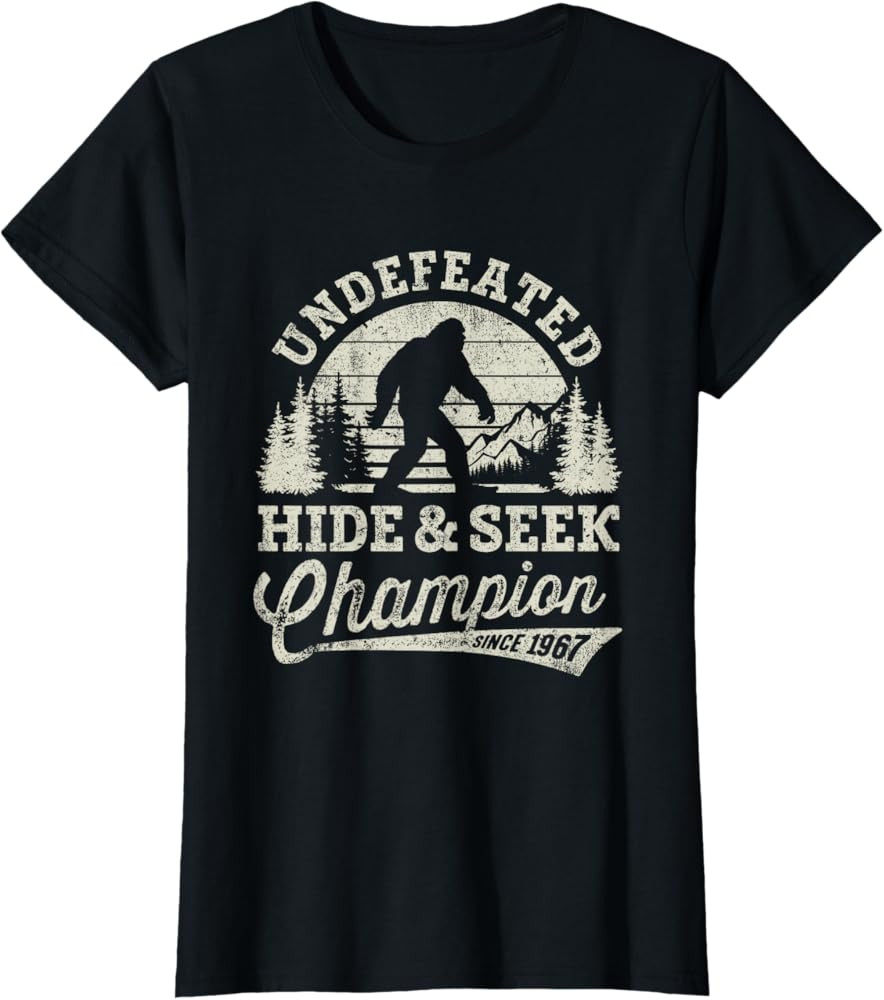 Bigfoot Undefeated Hide and Seek Champion Vintage T-Shirt | Amazon (US)