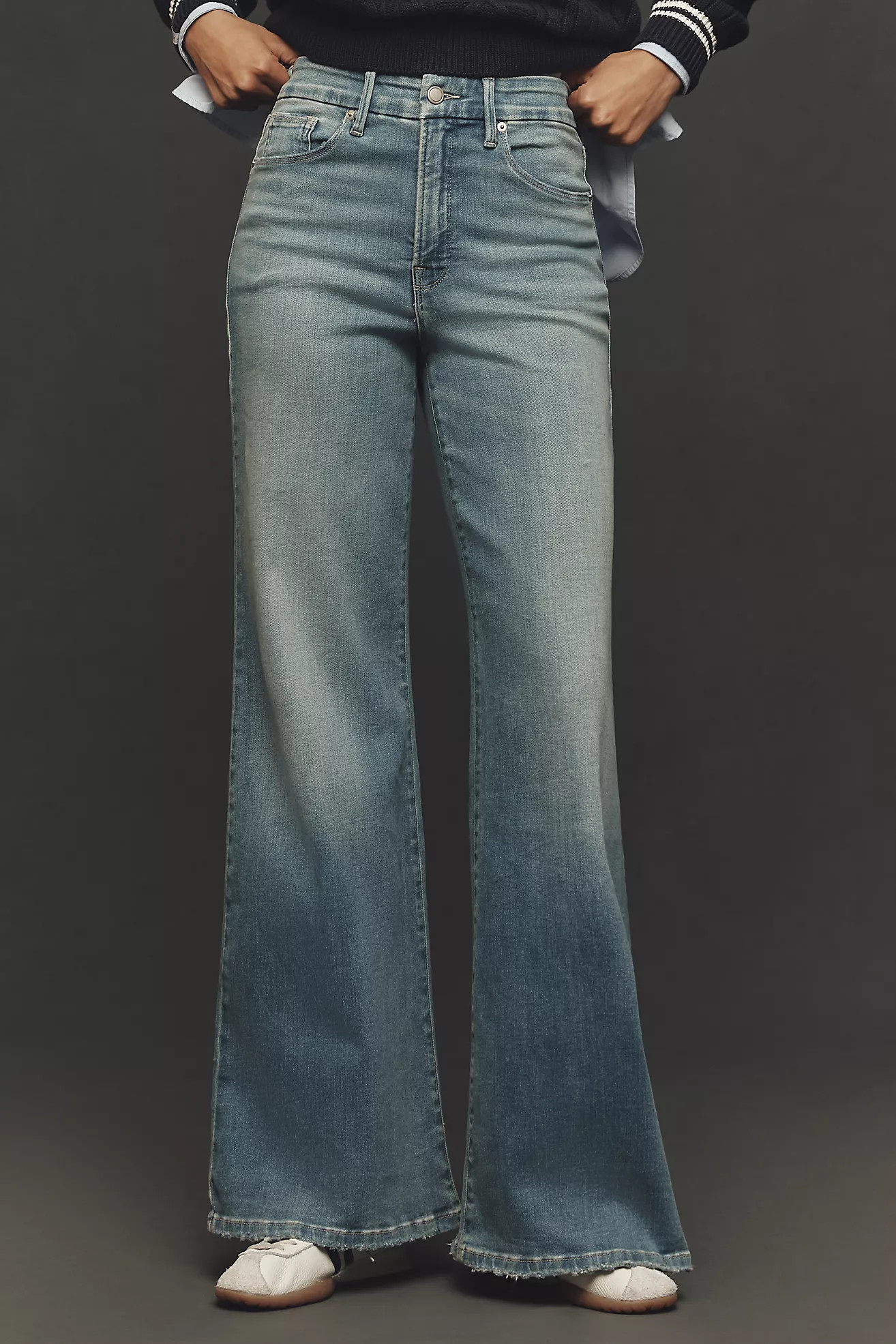 Good American Soft Tech Good Waist High-Rise Wide-Leg Jeans | Anthropologie (US)