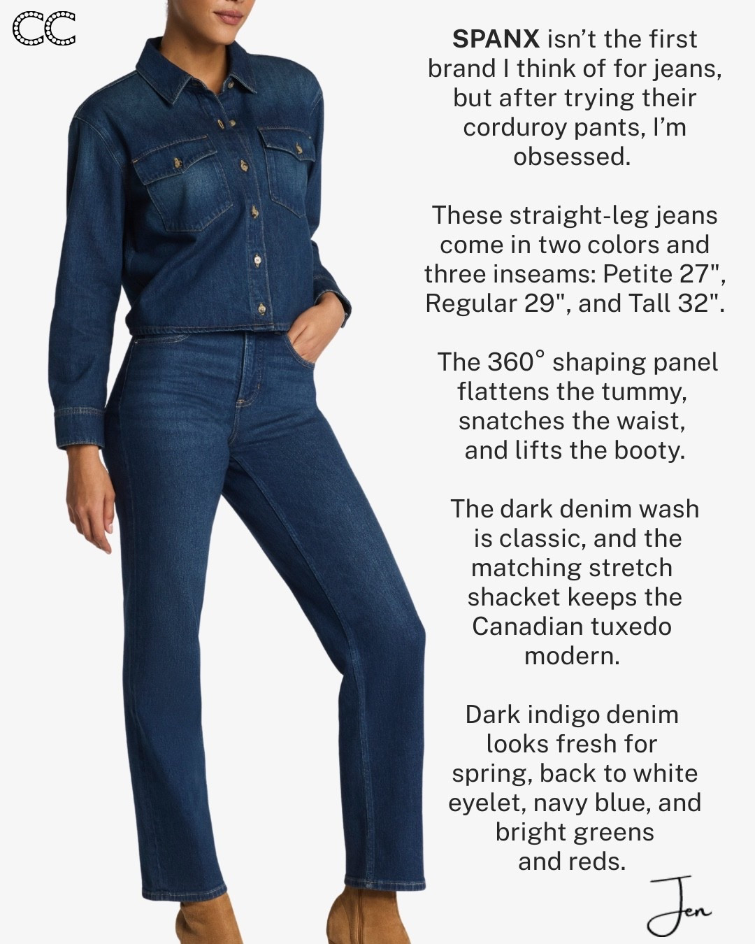 NEW Blog Post ⬇️ https://closetchoreography.com/the-canadian-tuxedo-two-denim-pieces-that-fix-a-boring-wardrobe/

Use promo code JENNIFERXSPANX 