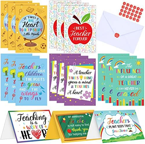 Amazon.com : Jetec 24 Sets Teacher Appreciation Cards Gifts with Envelopes and Stickers Teacher T... | Amazon (US)