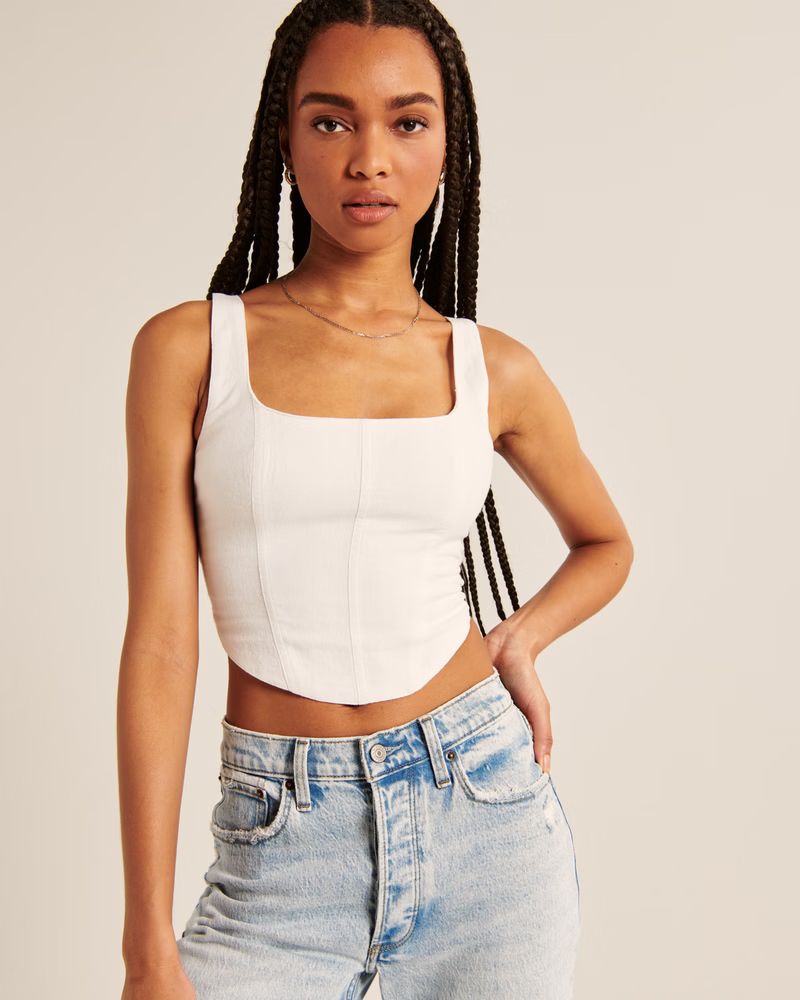 Women's Linen-Blend Corset Set Top | Women's Tops | Abercrombie.com | Abercrombie & Fitch (US)