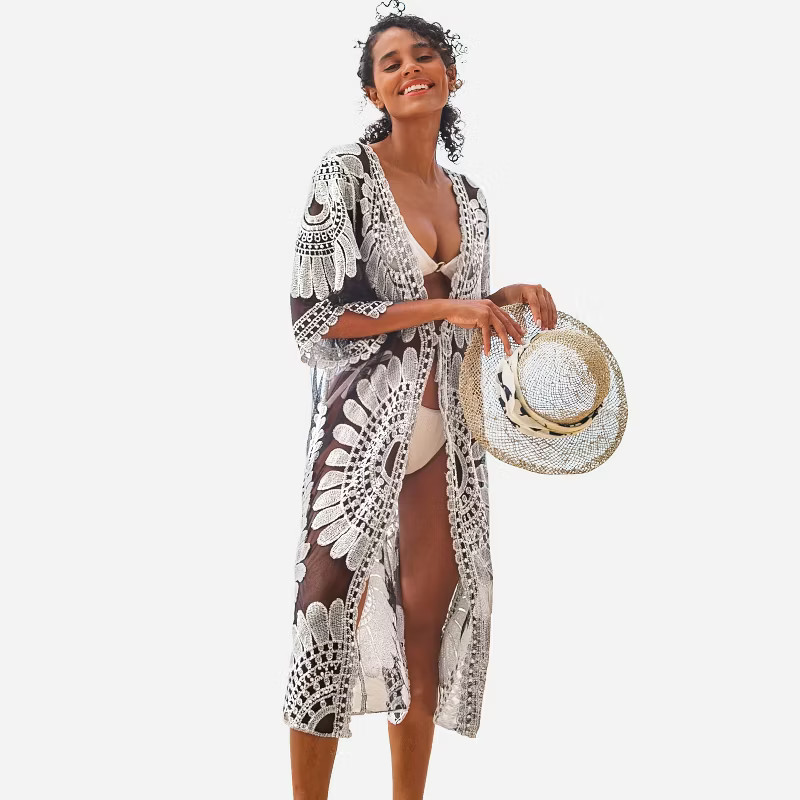Women's Swim Cover Up Black Sunflower Crochet Long Coverups One Size - Cupshe | Target