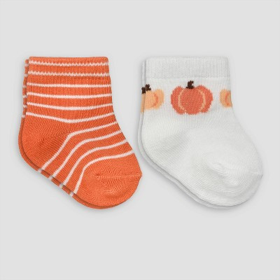 Carter's Just One You® Baby Halloween 2pk Pumpkin Crew Socks - Orange/White 6-12M | Target
