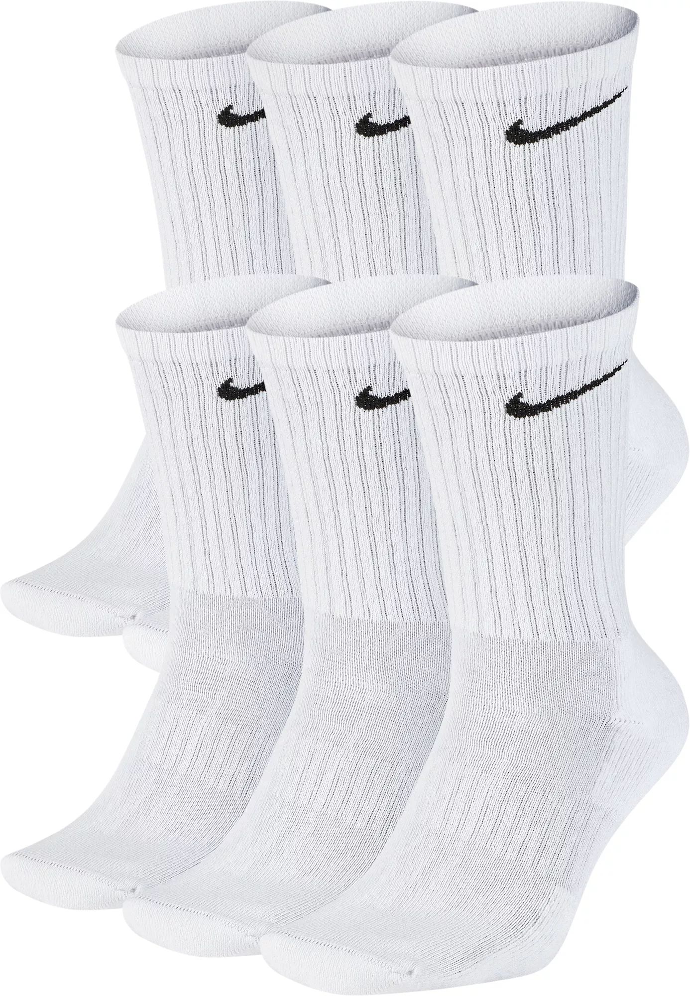 Nike Everyday Cushioned Training Crew Socks – 6 Pack, Men's, Large, White | Dick's Sporting Goods