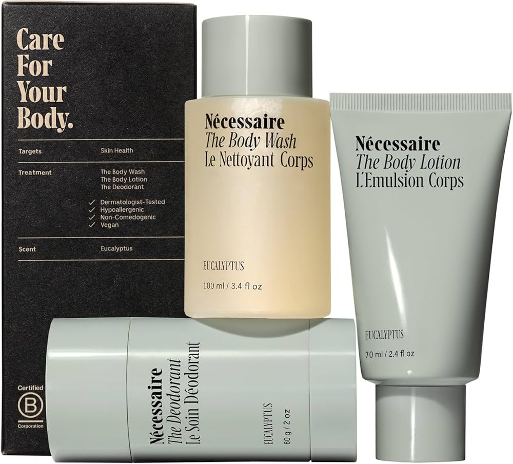 Nécessaire Eucalyptus Body Essentials Set – Travel-Size Body Wash, Body Lotion + Deodorant | F... | Amazon (US)