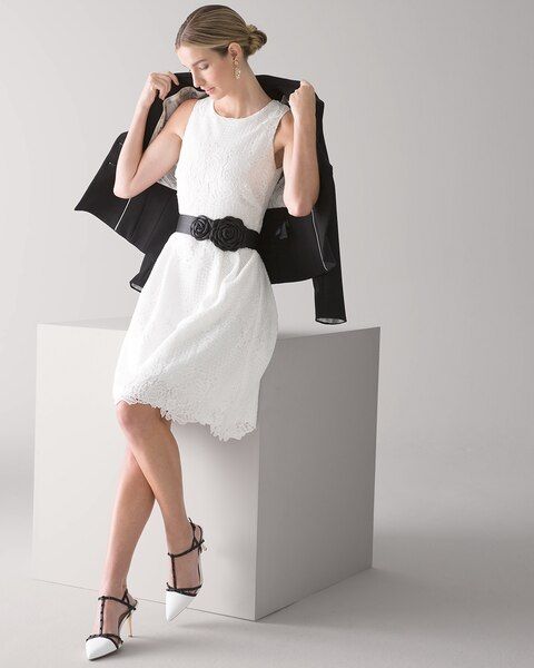 Petite Lace Fit & Flare Dress | White House Black Market