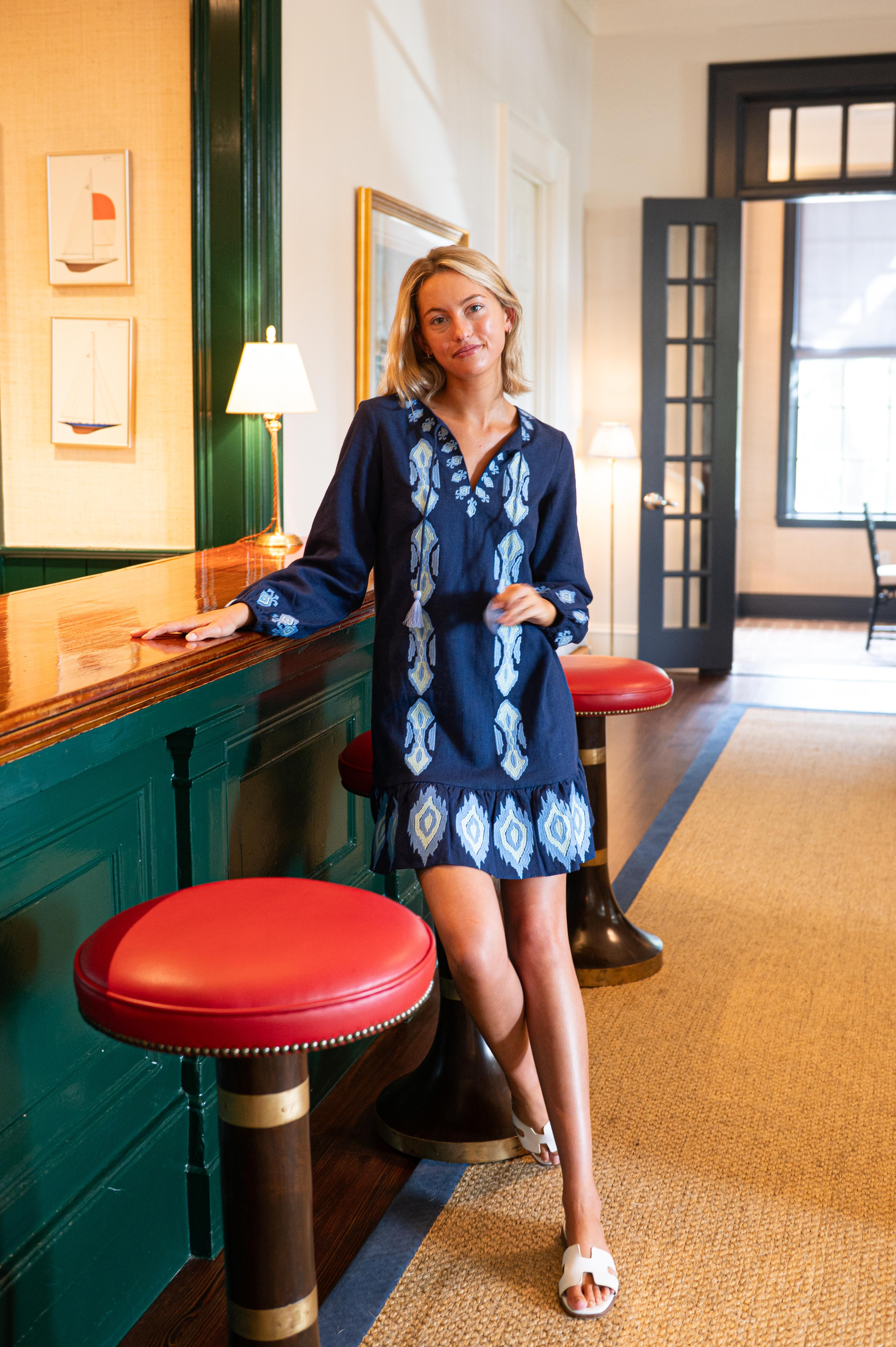 Navy Ruffle Hem Dress | Sail to Sable