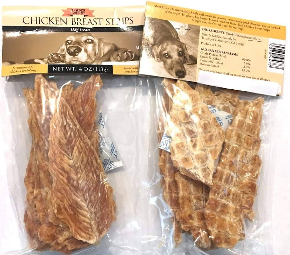 Trader Joe's Chicken Breast Strips Dog Treats 4 Oz. Bags, (2 Pack) | Amazon (US)