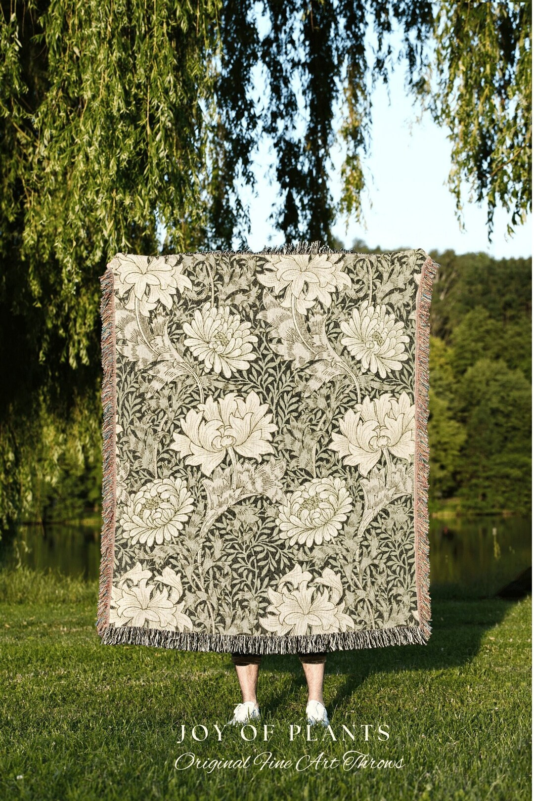 Gold Lily William Morris Print Woven Blanket Victorian Decor Woven Throw Blanket William Morris A... | Etsy (US)