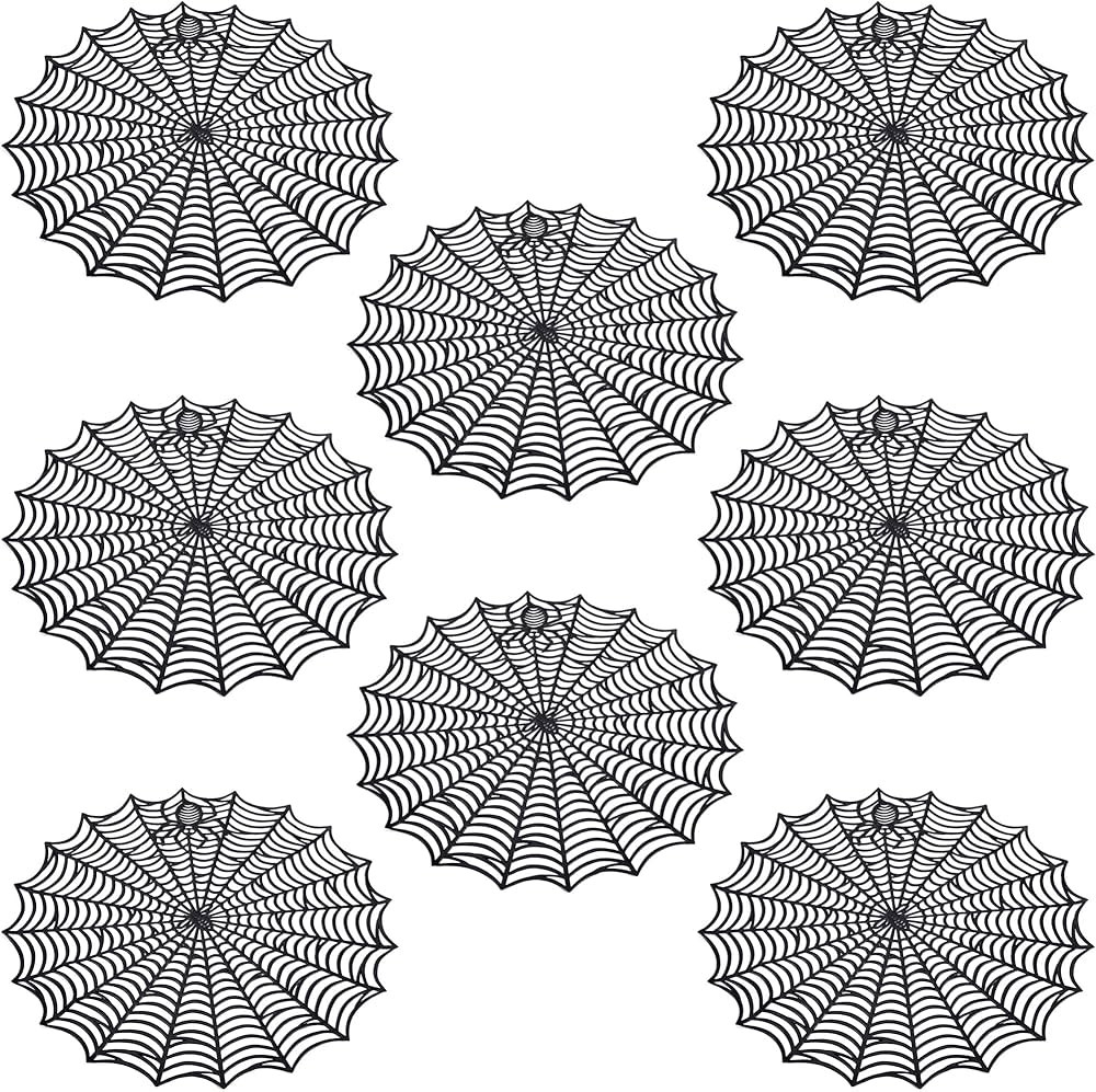 8 Pcs Halloween Spider Web Placemats- 15" Heat Insulation Halloween Placemats Spider Web Table Ma... | Amazon (US)