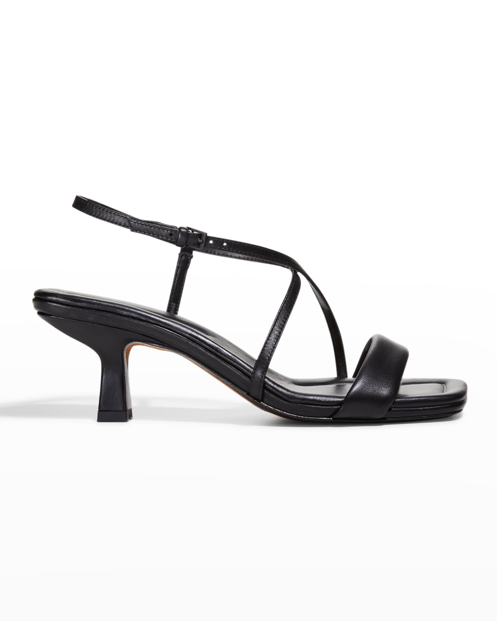 Vince Leather Strappy Kitten-Heel Sandals | Neiman Marcus