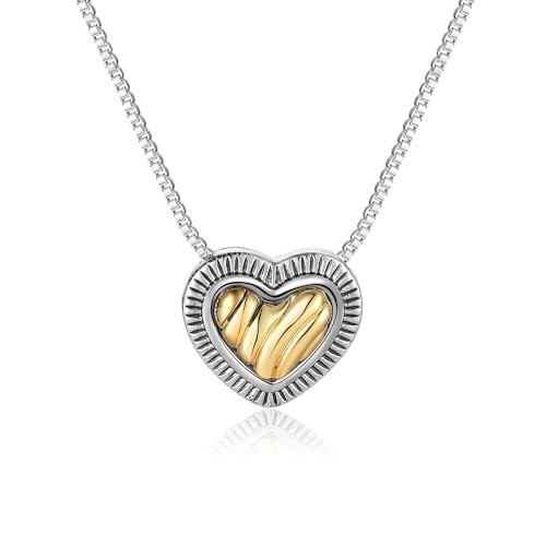 dnswez Heart Pendant Necklace Two Tone Gold and Silver Necklaces for Women Wire Statement Women Jewelry Gifts (Two Tone) | Amazon (US)