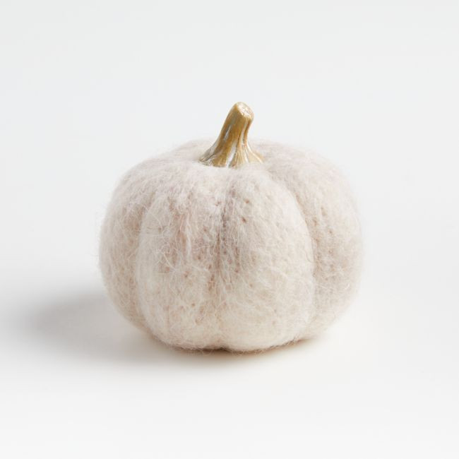 Small Beige Felt Pumpkin | Crate & Barrel