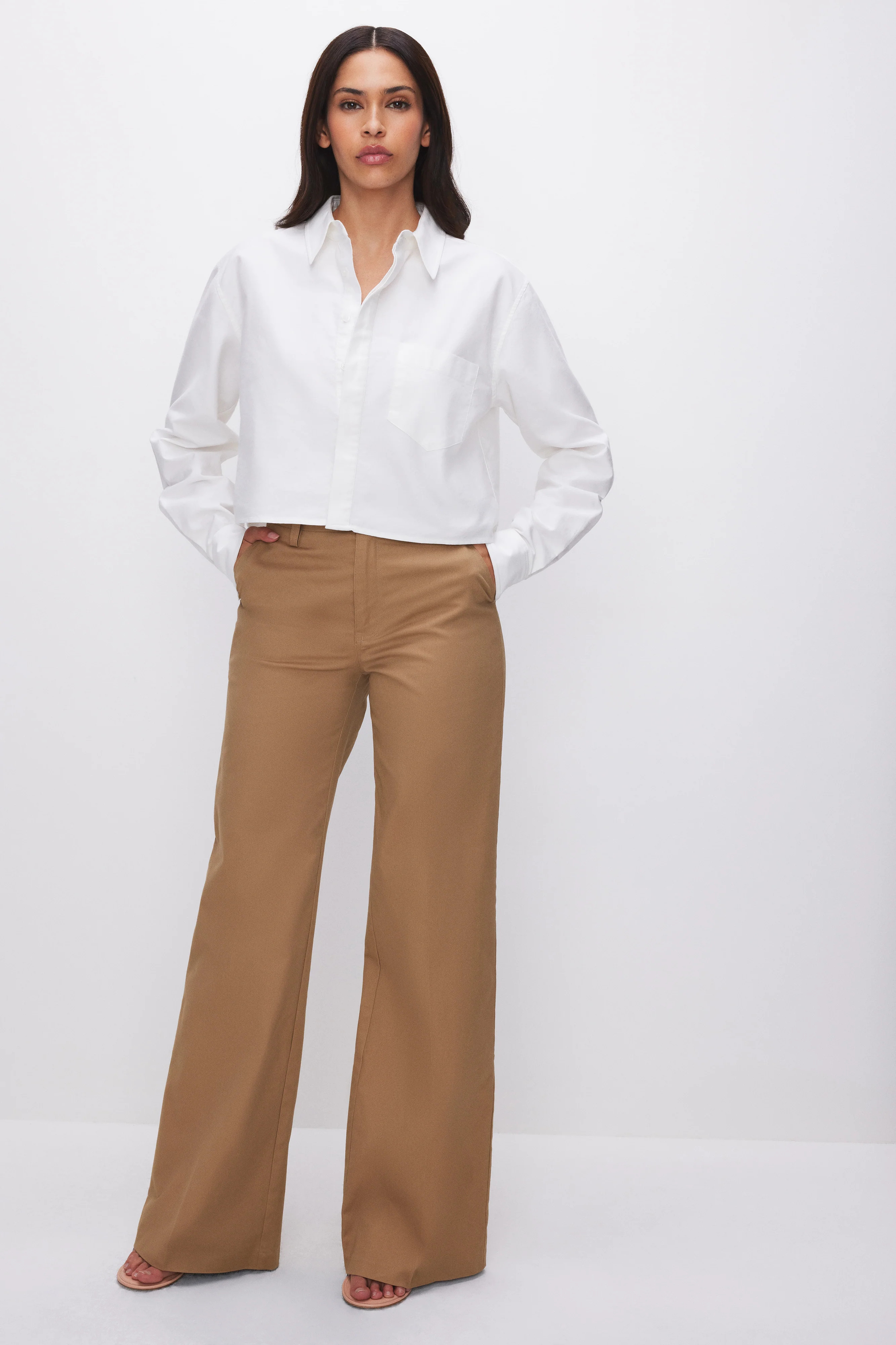 COTTON CROPPED SHIRT | Good American