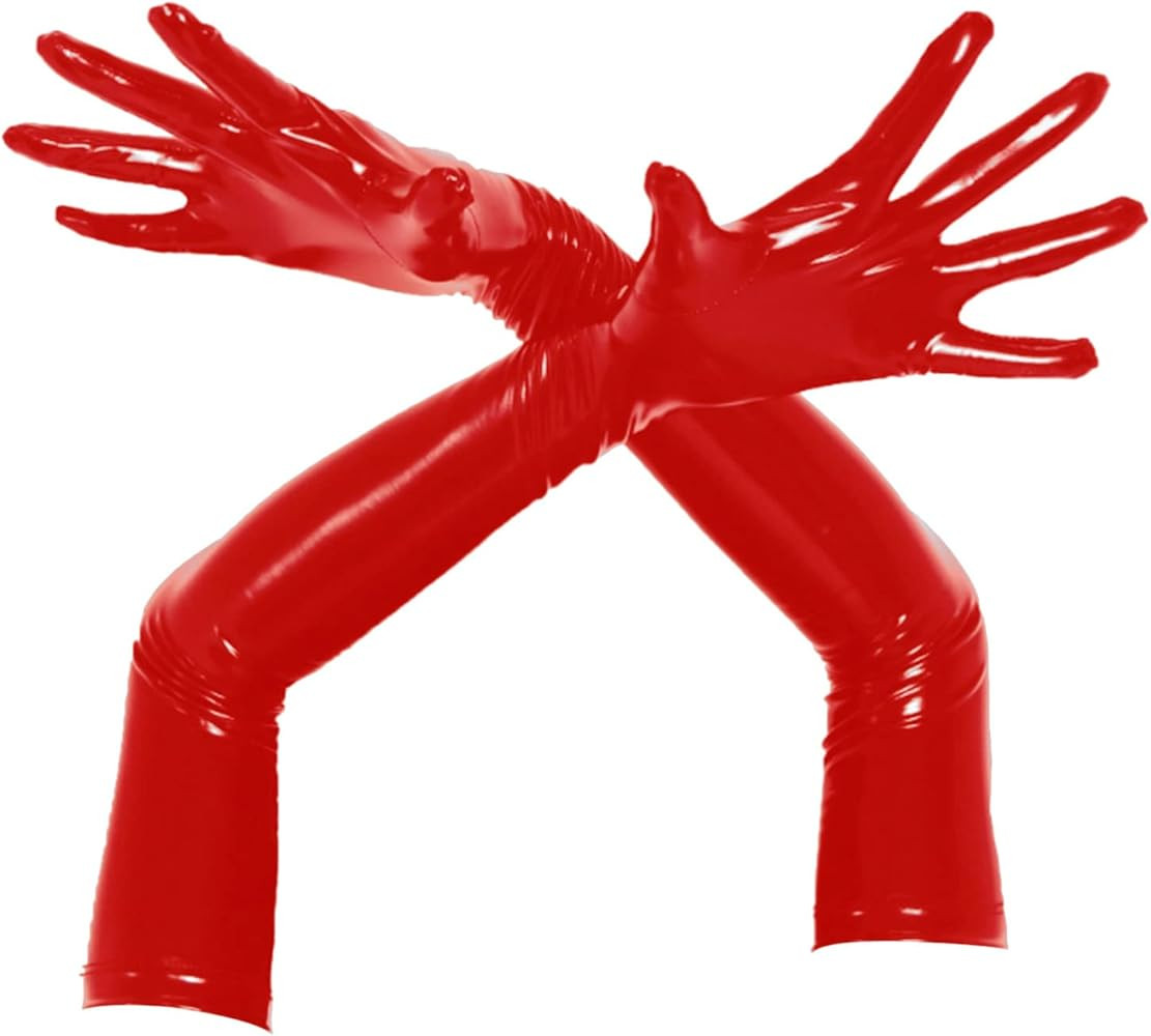 zdhoor Women's Wetlook Latex Arm Length Gloves Faux Leather Evening Club Cosplay Long Finger Glov... | Amazon (US)