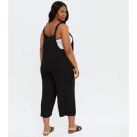 Curves Black Cropped Dungaree Jumpsuit New Look | New Look (UK)
