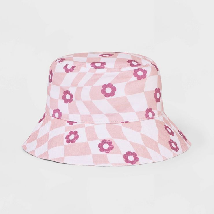Bucket Hat - Mighty Fine Pink Floral Checkered | Target
