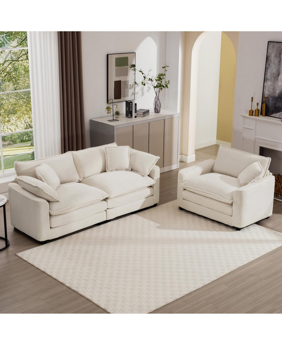 Streamdale Furniture Modern Beige Corduroy Sofa Set (2-Piece) - Beige | Macy's