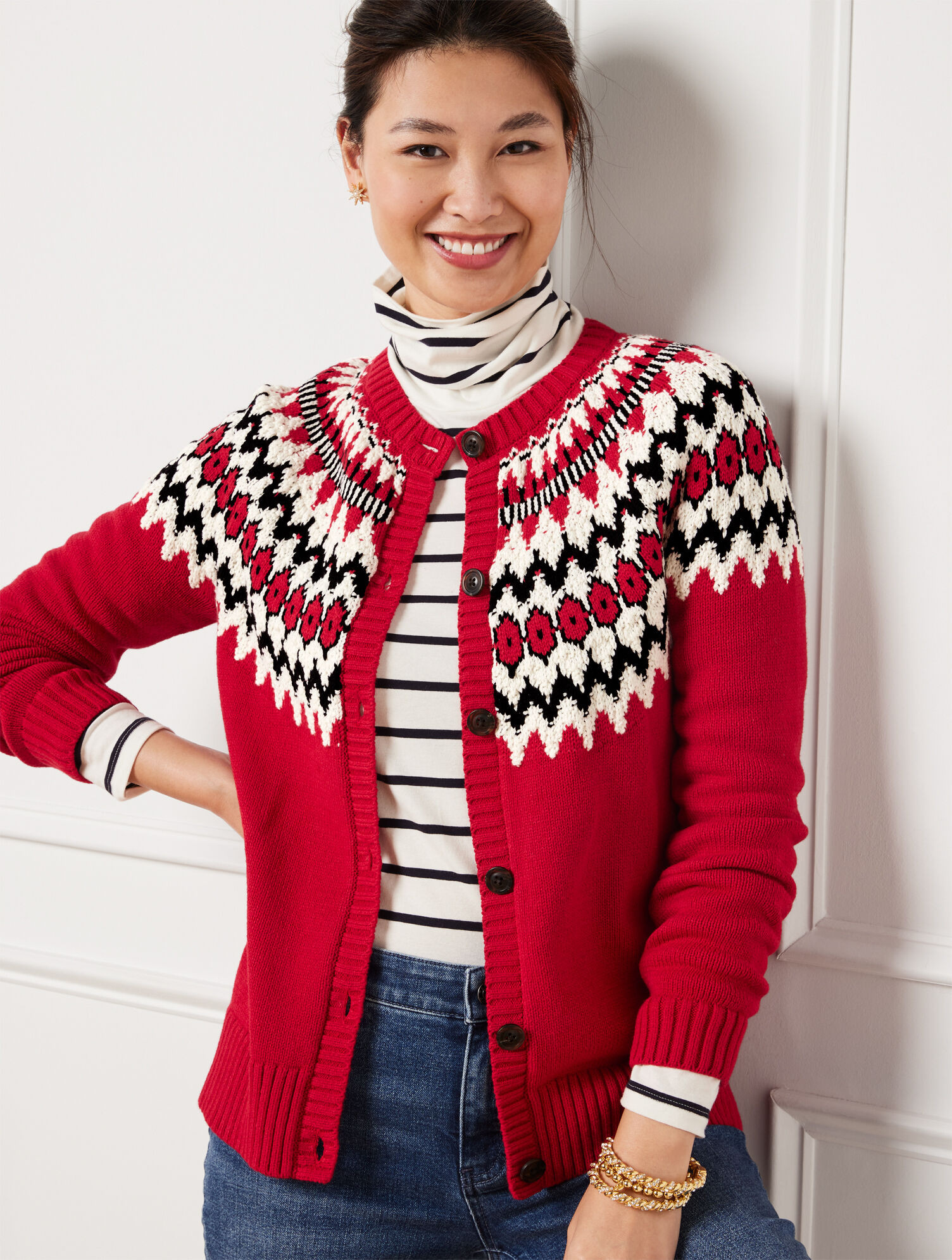 Crewneck Cardigan - Joyous Fair Isle | Talbots