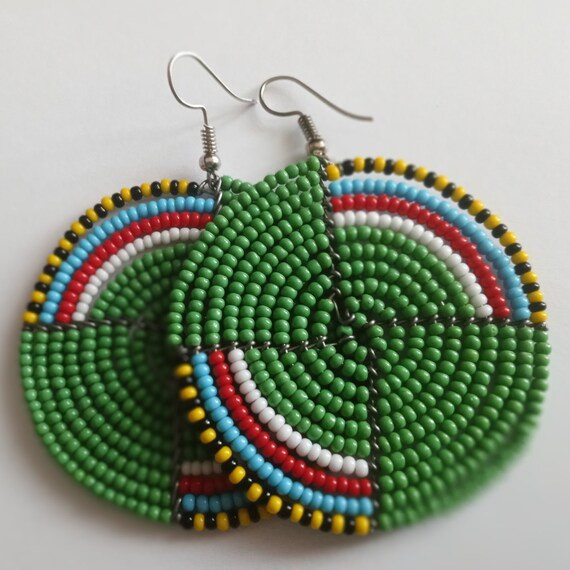 Maasai Round Earring African Bead Earrings Women's - Etsy | Etsy (US)
