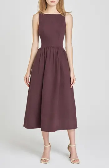 WAYF Amelia Denim Midi Dress in Brown at Nordstrom Rack, Size X-Small | Nordstrom Rack