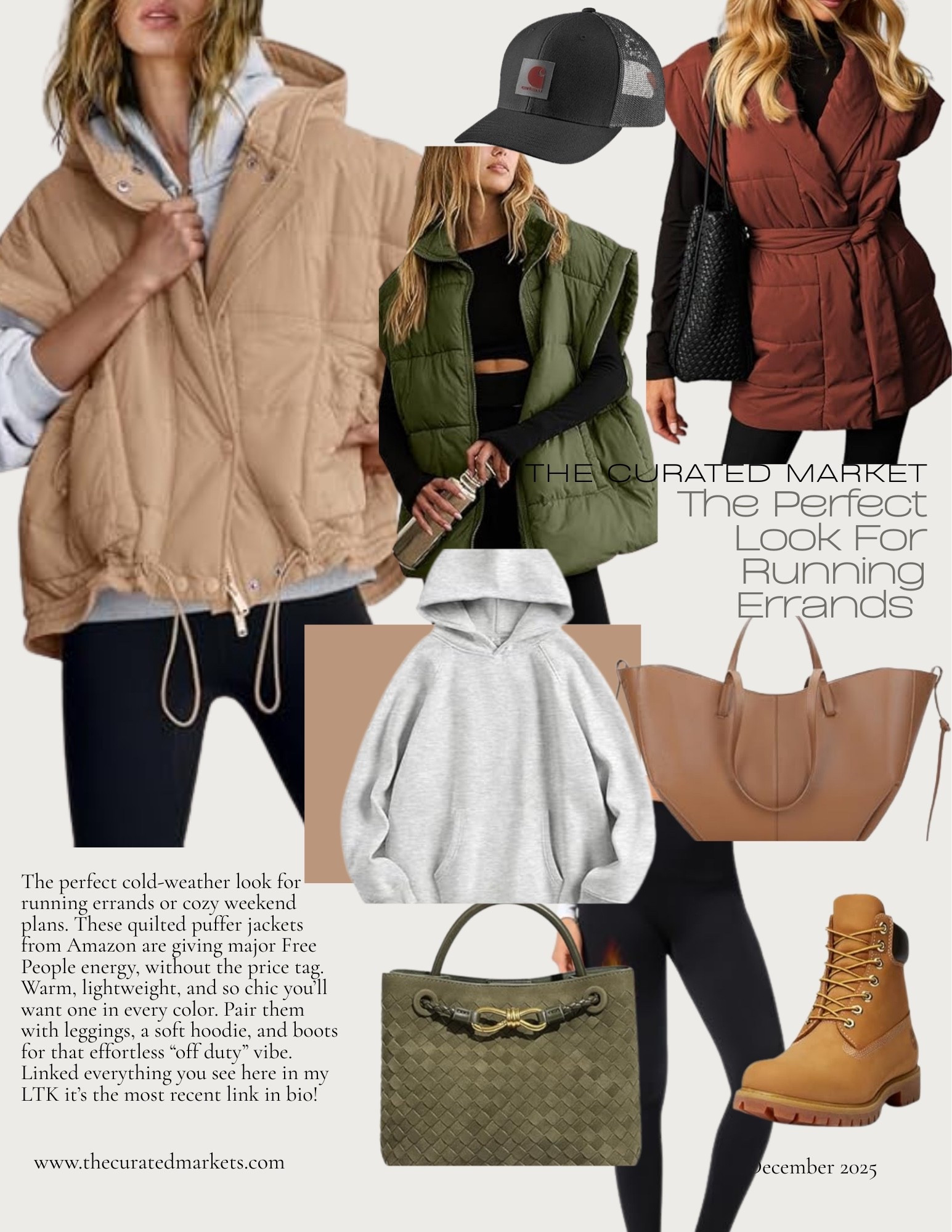 The perfect cold weather look for running errands or cozy weekend plans. These quilted puffer jackets from Amazon are giving major Free People energy without the price tag. Warm, lightweight, and so chic you’ll want one in every color. Pair them with leggings, a soft hoodie, and boots for that effortless “off-duty” vibe. Linked everything you see here in my LTK it’s the most recent link in bio!


fall outfit ideas, quilted puffer jacket, Free People inspired looks, Amazon fashion finds, affordable fall jackets, winter outfit inspo, cozy casual outfits, street style for fall, neutral fashion aesthetic, LTK fall fashion


#LTKActive #LTKootd #LTKmomlife