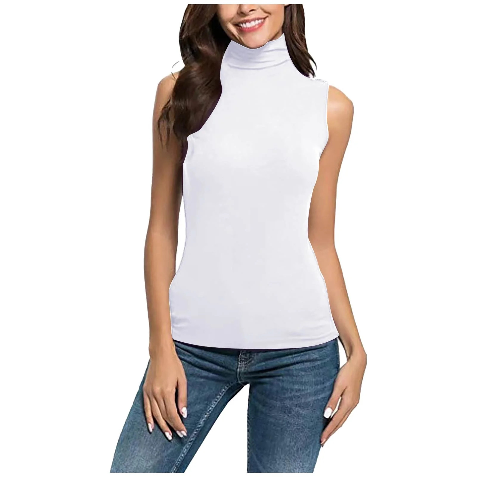 Women's Short Sleeves Mock Turtleneck Tops Basic Stretch Lightweight Under Layer T-Shirts | Walmart (US)