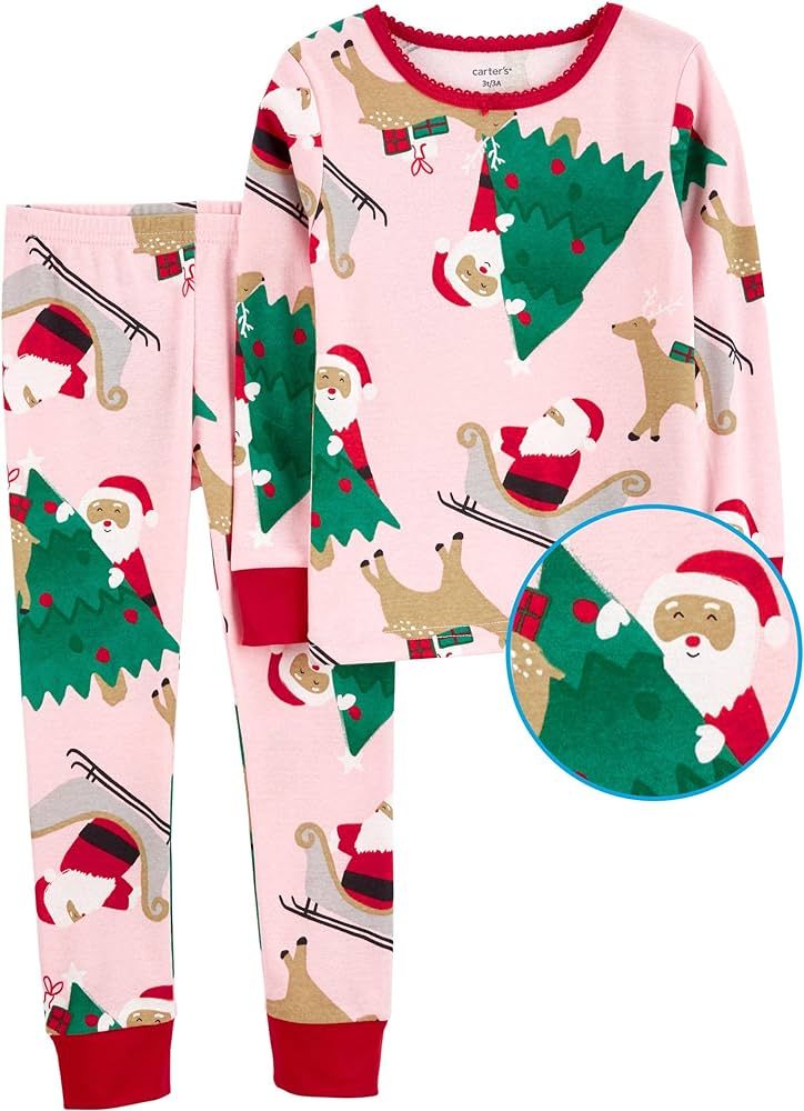 Carter's Girls' Christmas 2-Piece Snug Fit Cotton PJs (as1, age, 5_years, Pink Christmas Santa, 5... | Amazon (US)